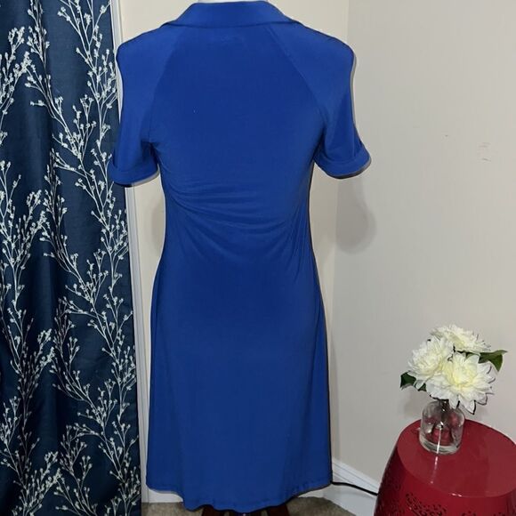 Joseph Ribkoff Short Sleeves Collar Blue Sheath Dress sz 4 - Picture 3 of 5